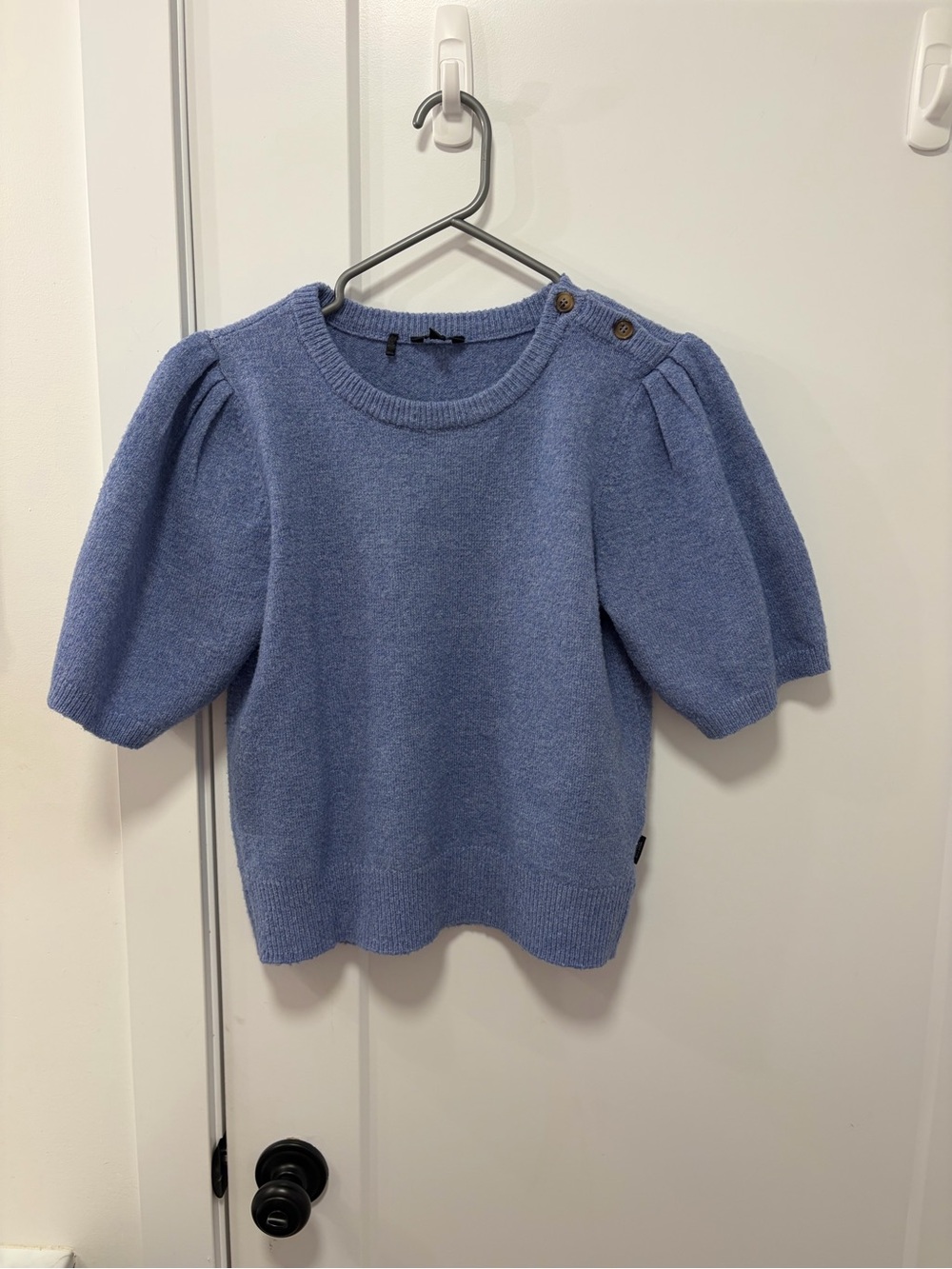 Buffalo David Bitton Puff Sleeve Crew Sweater in Light Blue